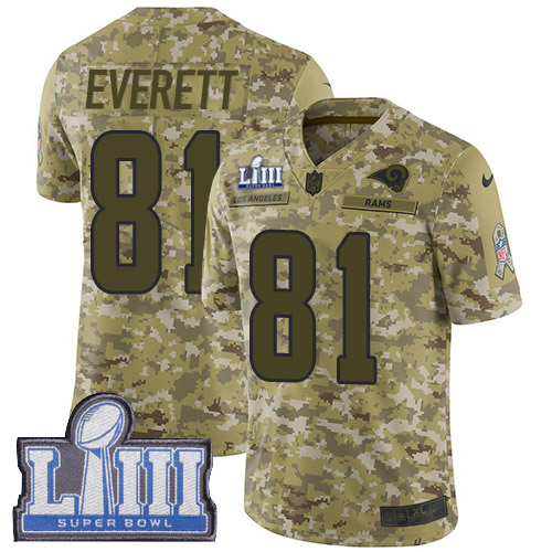 Los Angeles Rams #81 Gerald Everett Camo Super Bowl LIII Bound Men's Stitched Limited 2018 Salute To Service Jersey Men's