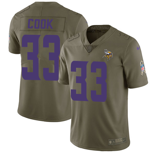 Minnesota Vikings #33 Dalvin Cook Olive Men's Stitched Limited 2017 Salute to Service Jersey Men's