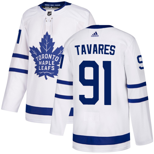 Adidas Maple Toronto Maple Leafs #91 John Tavares White Road Authentic Stitched Jersey Men's