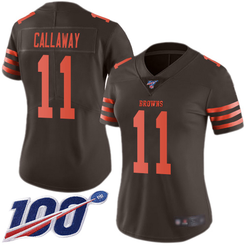 Cleveland Browns #11 Antonio Callaway Brown Women's Stitched Limited Rush 100th Season Jersey Womens