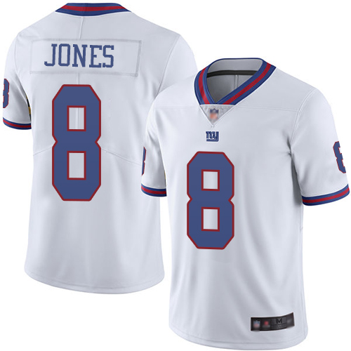 Giants #8 Daniel Jones White Men's Stitched Limited Rush Jersey