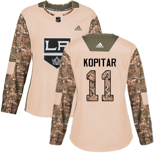 Adidas Los Angeles Kings #11 Anze Kopitar Camo Authentic 2017 Veterans Day Women's Stitched Jersey Womens