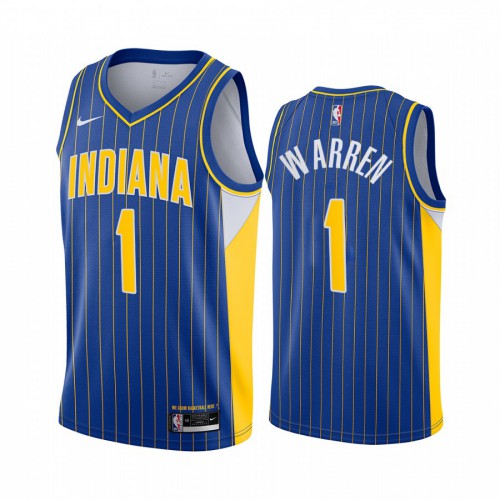 Indiana Pacers #1 TJ Warren Blue Swingman 2020-21 City Edition Jersey Mens