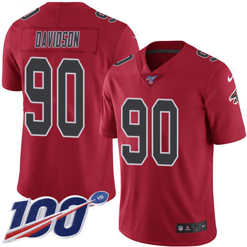 Atlanta Falcons #90 Marlon Davidson Red Men's Stitched Limited Rush 100th Season Jersey Men's