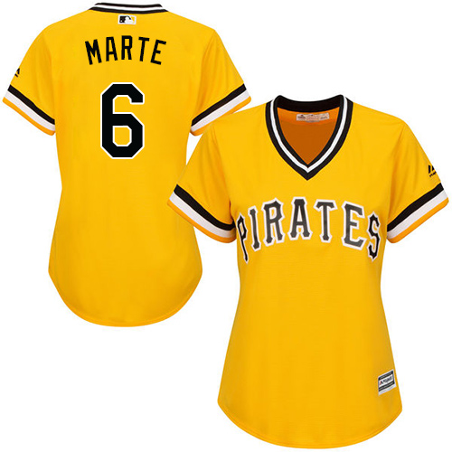 Pittsburgh Pirates #6 Starling Marte Gold Alternate Women's Stitched Jersey Womens