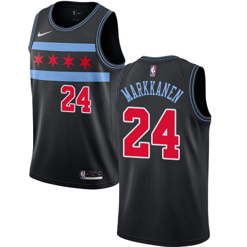 Chicago Bulls #24 Lauri Markkanen Black Swingman City Edition 2018/19 Jersey Mens