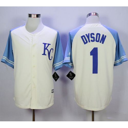 Kansas City Royals #1 Jarrod Dyson Cream Exclusive Vintage Stitched Jersey Men's