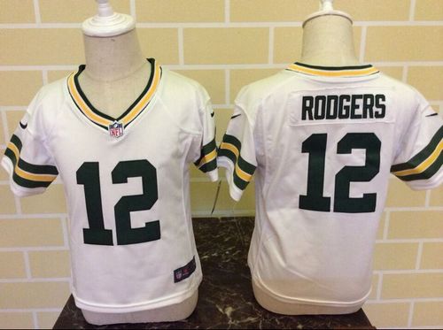 Toddler Packers #12 Aaron Rodgers White Stitched Elite Jersey