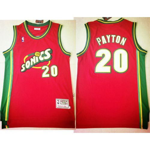 Oklahoma City Thunder #20 Gary Payton Red SuperSonics Throwback Stitched Jersey Mens