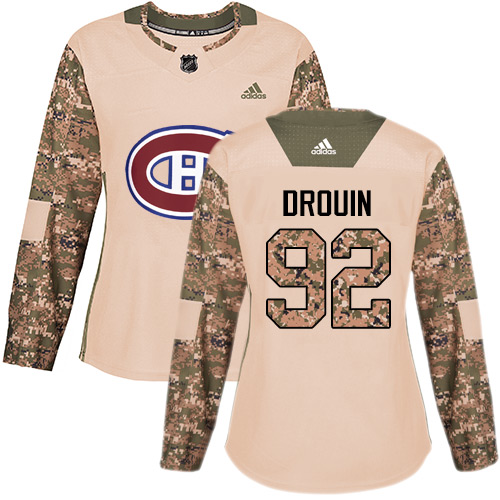 Adidas Montreal Canadiens #92 Jonathan Drouin Camo Authentic 2017 Veterans Day Women's Stitched Jersey Womens