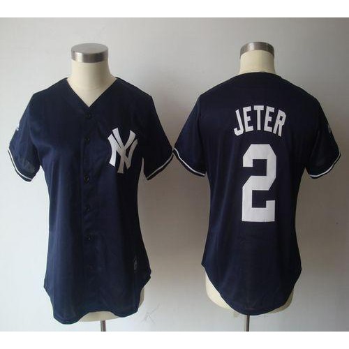 New York Yankees #2 Derek Jeter Navy Blue Women's Fashion Stitched Jersey Womens