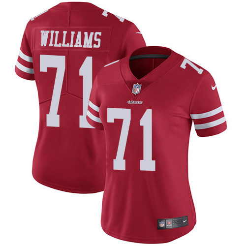 San Francisco San Francisco 49ers #71 Trent Williams Red Team Color Women's Stitched Vapor Untouchable Limited Jersey Womens