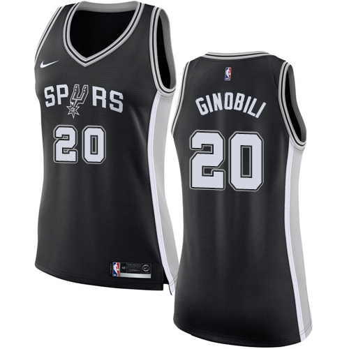 San Antonio Spurs #20 Manu Ginobili Black Womens Swingman Icon Edition Jersey Womens