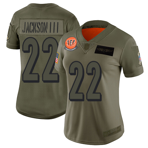 Cincinnati Bengals #22 William Jackson III Camo Women's Stitched Limited 2019 Salute to Service Jersey Womens