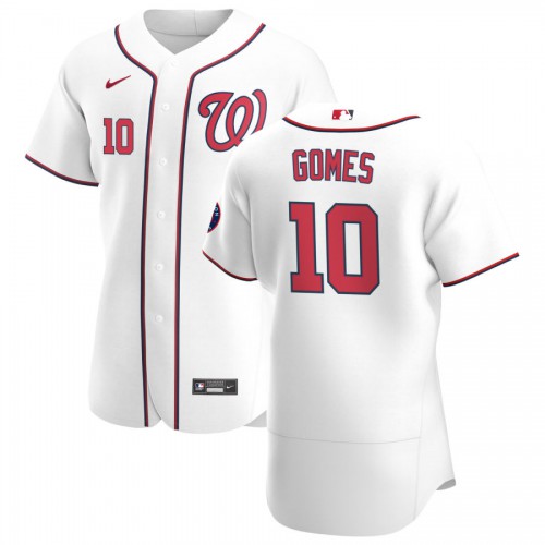 Washington Washington Nationals #10 Yan Gomes Men's White Home 2020 Authentic Player Jersey Men's