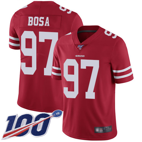 49ers #97 Nick Bosa Red Team Color Men's Stitched 100th Season Vapor Limited Jersey