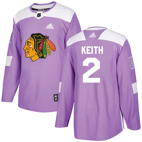 Adidas Chicago Blackhawks #2 Duncan Keith Purple Authentic Fights Cancer Stitched Jersey Men's