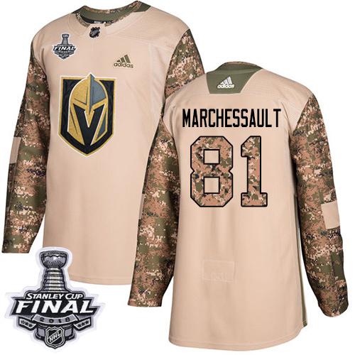 Adidas Golden Vegas Golden Knights #81 Jonathan Marchessault Camo Authentic 2017 Veterans Day 2018 Stanley Cup Final Stitched Jersey Men's