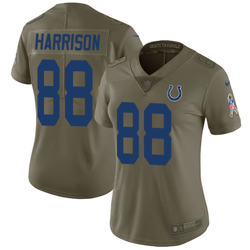Indianapolis Colts #88 Marvin Harrison Olive Women's Stitched Limited 2017 Salute to Service Jersey Womens