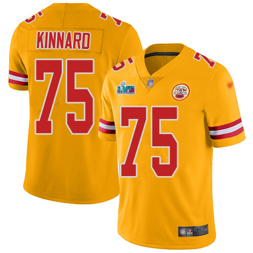 Chiefs #75 Darian Kinnard Gold Super Bowl LVII Patch Youth Stitched Limited Inverted Legend Jersey