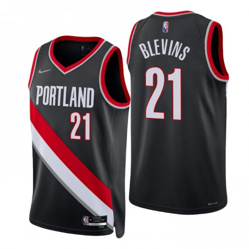 Portland Trail Blazers #21 Keljin Blevins Black Mens 2021-22 75th Anniversary Diamond Swingman Jersey - Icon Edition Mens