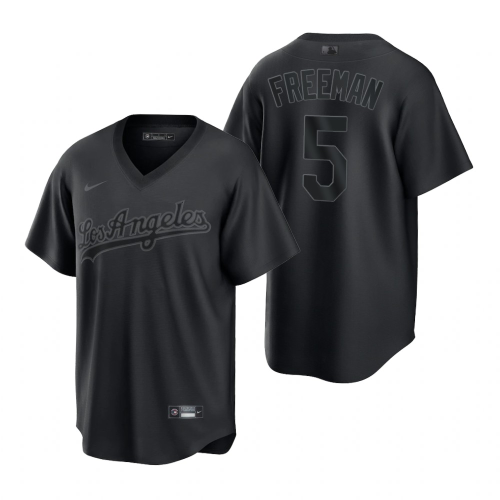 Los Angeles Dodgers #5 Freddie Freeman Men's Black Pitch Black Fashion Jersey