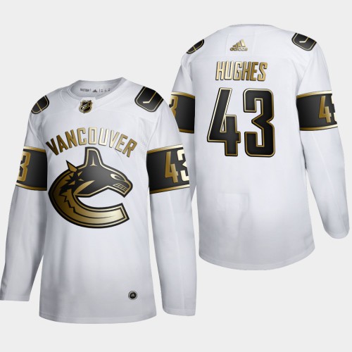 Vancouver Vancouver Canucks #43 Quinn Hughes Men's Adidas White Golden Edition Limited Stitched Jersey Men's