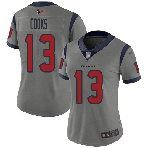 Texans #13 Brandin Cooks Gray Women's Stitched Limited Inverted Legend Jersey
