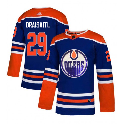 Adidas Edmonton Oilers #29 Leon Draisaitl Royal Blue Sequin Embroidery Fashion Stitched Jersey Men's