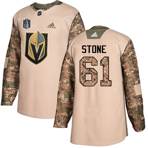 Adidas Golden Knights #61 Mark Stone Camo Authentic 2023 Stanley Cup Final Patch Veterans Day Stitched Jersey