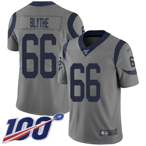 Los Angeles Rams #66 Austin Blythe Gray Men's Stitched Limited Inverted Legend 100th Season Jersey Men's