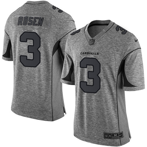 Arizona Cardinals #3 Josh Rosen Gray Men's Stitched Limited Gridiron Gray Jersey Men's