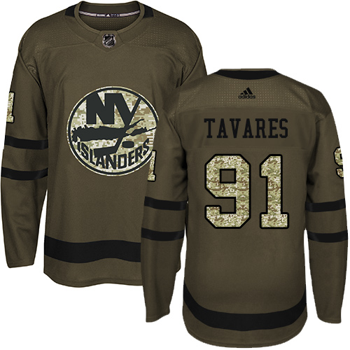 Adidas New York Islanders #91 John Tavares Green Salute to Service Stitched Jersey Men's