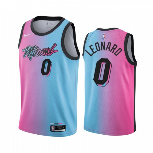 Miami Heat #0 Meyers Leonard Blue Pink Womens Swingman 2020-21 City Edition Jersey Womens