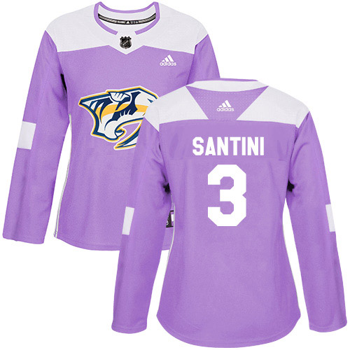 Adidas Nashville Predators #3 Steven Santini Purple Authentic Fights Cancer Women's Stitched Jersey Womens