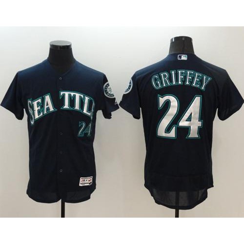 Seattle Mariners #24 Ken Griffey Navy Blue Flexbase Authentic Collection Stitched Jersey Men's