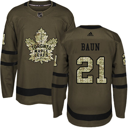 Adidas Maple Toronto Maple Leafs #21 Bobby Baun Green Salute to Service Stitched Jersey Men's