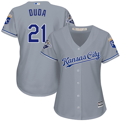 Kansas City Royals #21 Lucas Duda Grey Road Women's Stitched Jersey Womens
