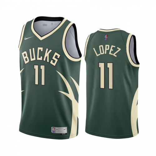 Milwaukee Milwaukee Bucks #11 Brook Lopez Green Swingman 2020-21 Earned Edition Jersey Mens