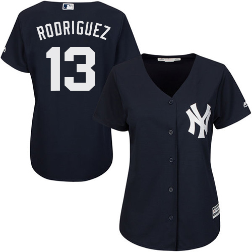 New York Yankees #13 Alex Rodriguez Navy Blue Alternate Women's Stitched Jersey Womens