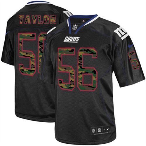 Giants #56 Lawrence Taylor Black Men's Stitched Elite Camo Fashion Jersey