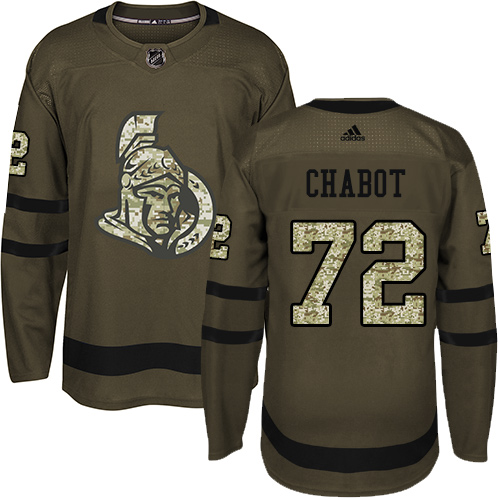 Adidas Ottawa Senators #72 Thomas Chabot Green Salute to Service Stitched Jersey Men's