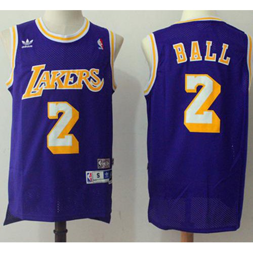 Los Angeles Lakers #2 Lonzo Ball Purple Throwback Stitched Jersey Mens