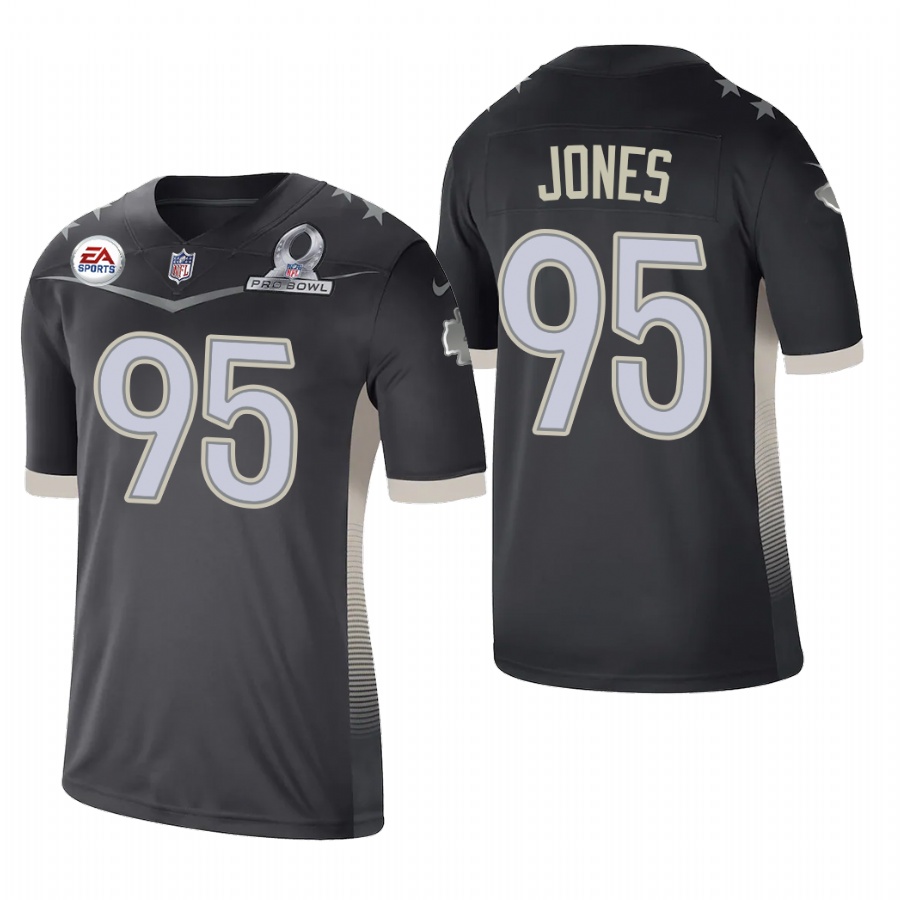 Kansas City Chiefs #95 Chris Jones 2021 AFC Pro Bowl Game Anthracite Jersey