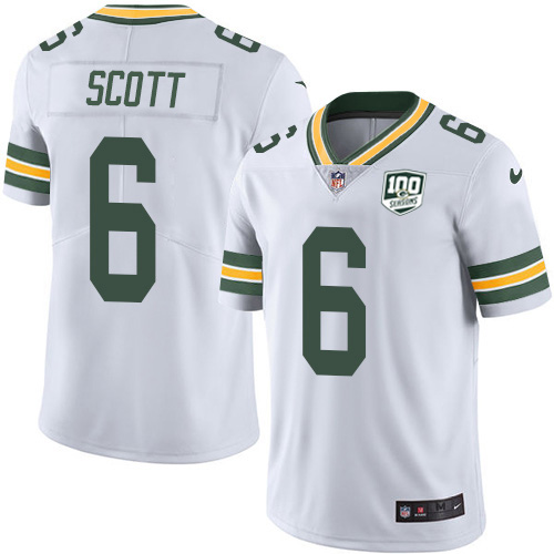 Green Bay Packers #6 JK Scott White Men's 100th Season Stitched Vapor Untouchable Limited Jersey Men's