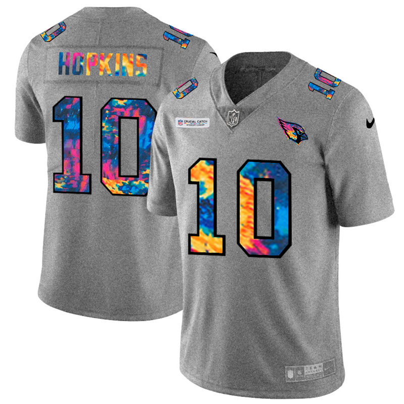 Arizona Cardinals #10 DeAndre Hopkins Men's Multi-Color 2020 Crucial Catch Jersey Greyheather
