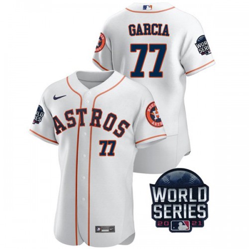 Houston Houston Astros #77 Luis Garcia Men's 150th Anniversary 2021 World Series Authentic Jersey - White Men's