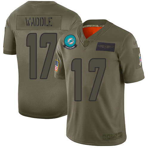 Dolphins #17 Jaylen Waddle Camo Men's Stitched Limited 2019 Salute To Service Jersey
