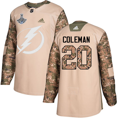 Adidas Tampa Bay Lightning #20 Blake Coleman Camo Authentic 2017 Veterans Day Youth 2020 Stanley Cup Champions Stitched Jersey Youth