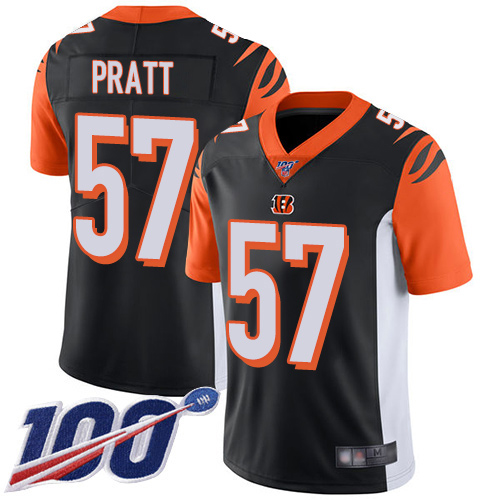 Cincinnati Bengals #57 Germaine Pratt Black Team Color Men's Stitched 100th Season Vapor Limited Jersey Men's